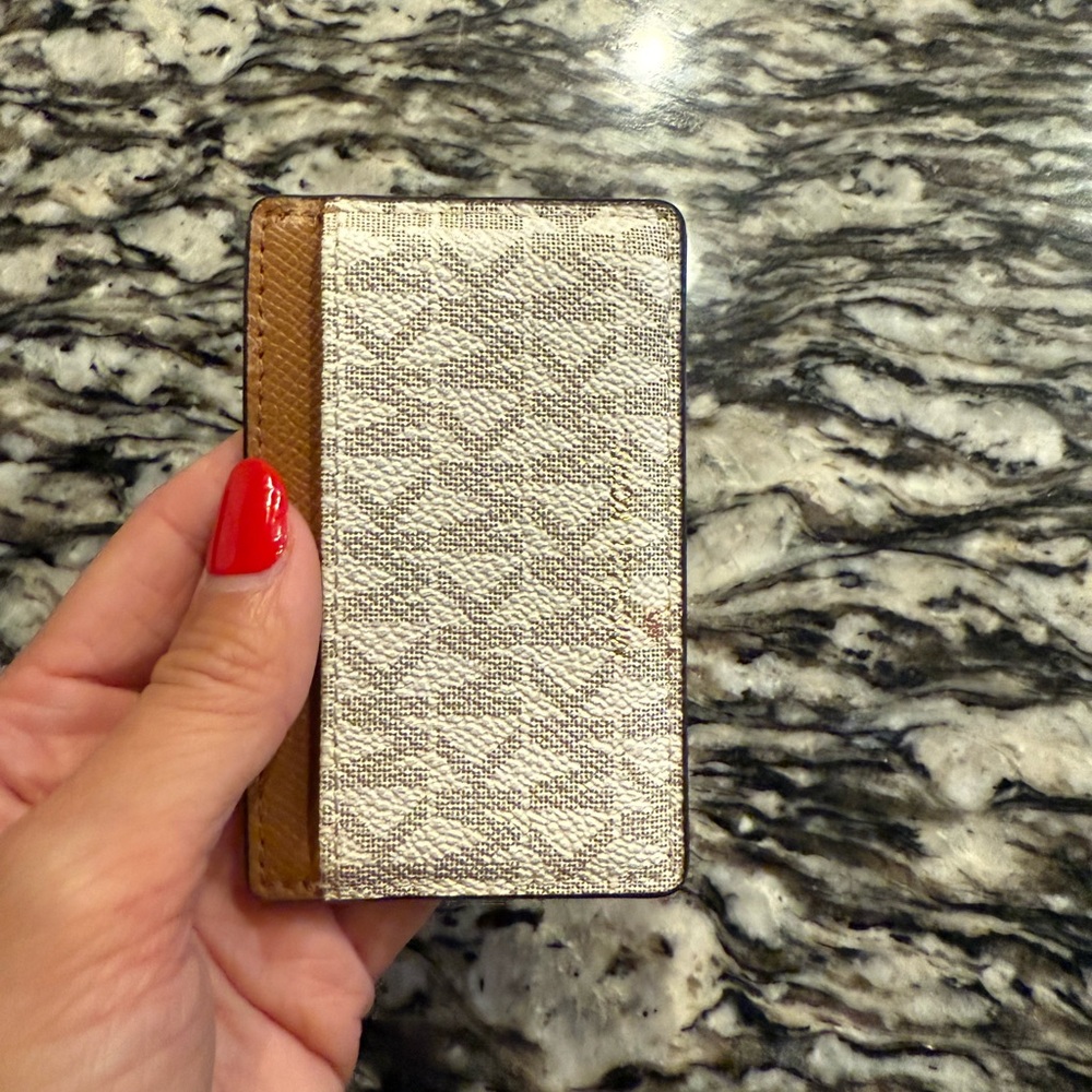 Michael Kors Cream and Tan Card Holder
